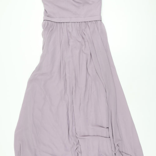 Madeline Gardner Womens Purple Polyester Maxi Size 10 Halter Zip