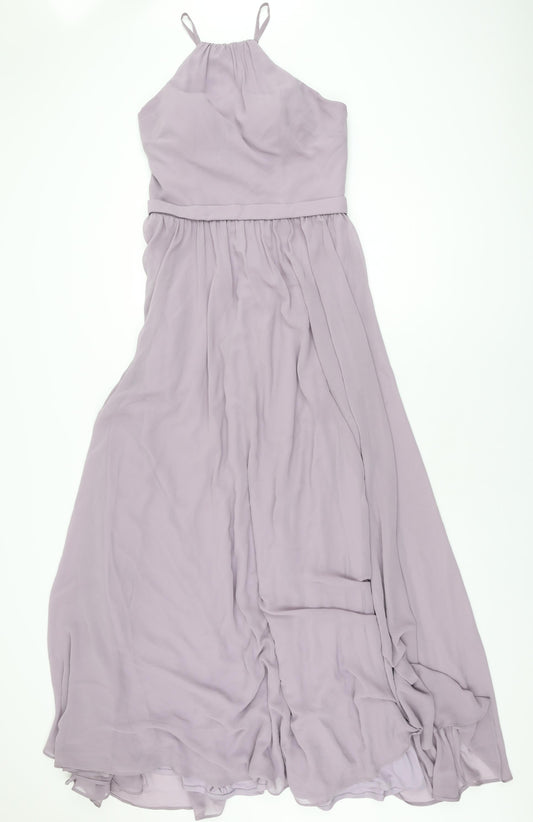 Madeline Gardner Womens Purple Polyester Maxi Size 10 Halter Zip