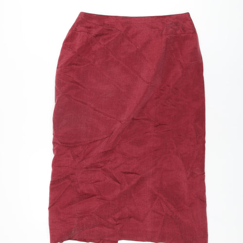Country Casuals Womens Red Cupro Straight & Pencil Skirt Size 14 Zip
