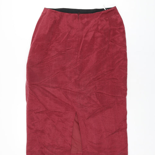 Country Casuals Womens Red Cupro Straight & Pencil Skirt Size 14 Zip