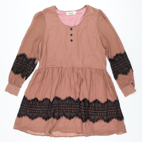 Louche Womens Pink Polyester Skater Dress Size M Round Neck Pullover