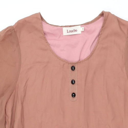 Louche Womens Pink Polyester Skater Dress Size M Round Neck Pullover