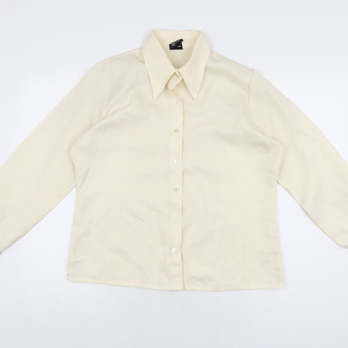 Fashions Womens Ivory Polyester Basic Button-Up Size 18 Collared