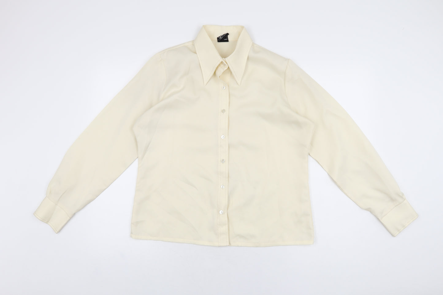 Fashions Womens Ivory Polyester Basic Button-Up Size 18 Collared