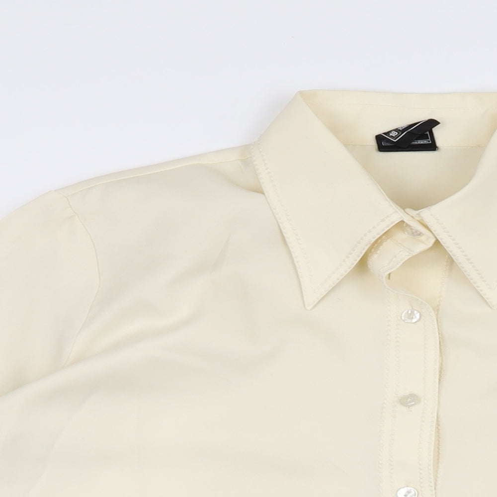 Fashions Womens Ivory Polyester Basic Button-Up Size 18 Collared