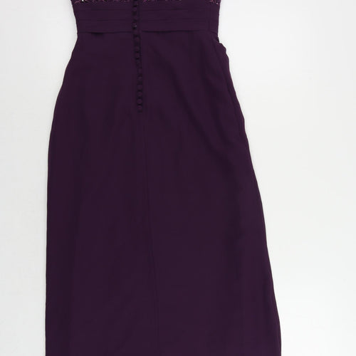Mark Lesley Womens Purple Polyester Ball Gown Size 10 One Shoulder Button - Sequin