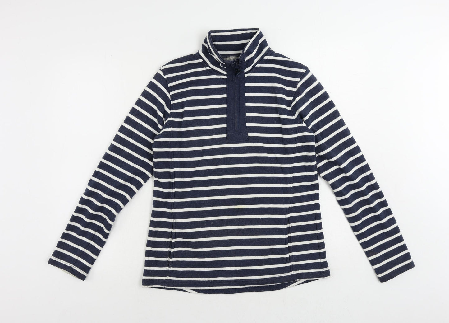 Mountain Warehouse Womens Blue Striped Cotton Pullover Sweatshirt Size 8 Zip
