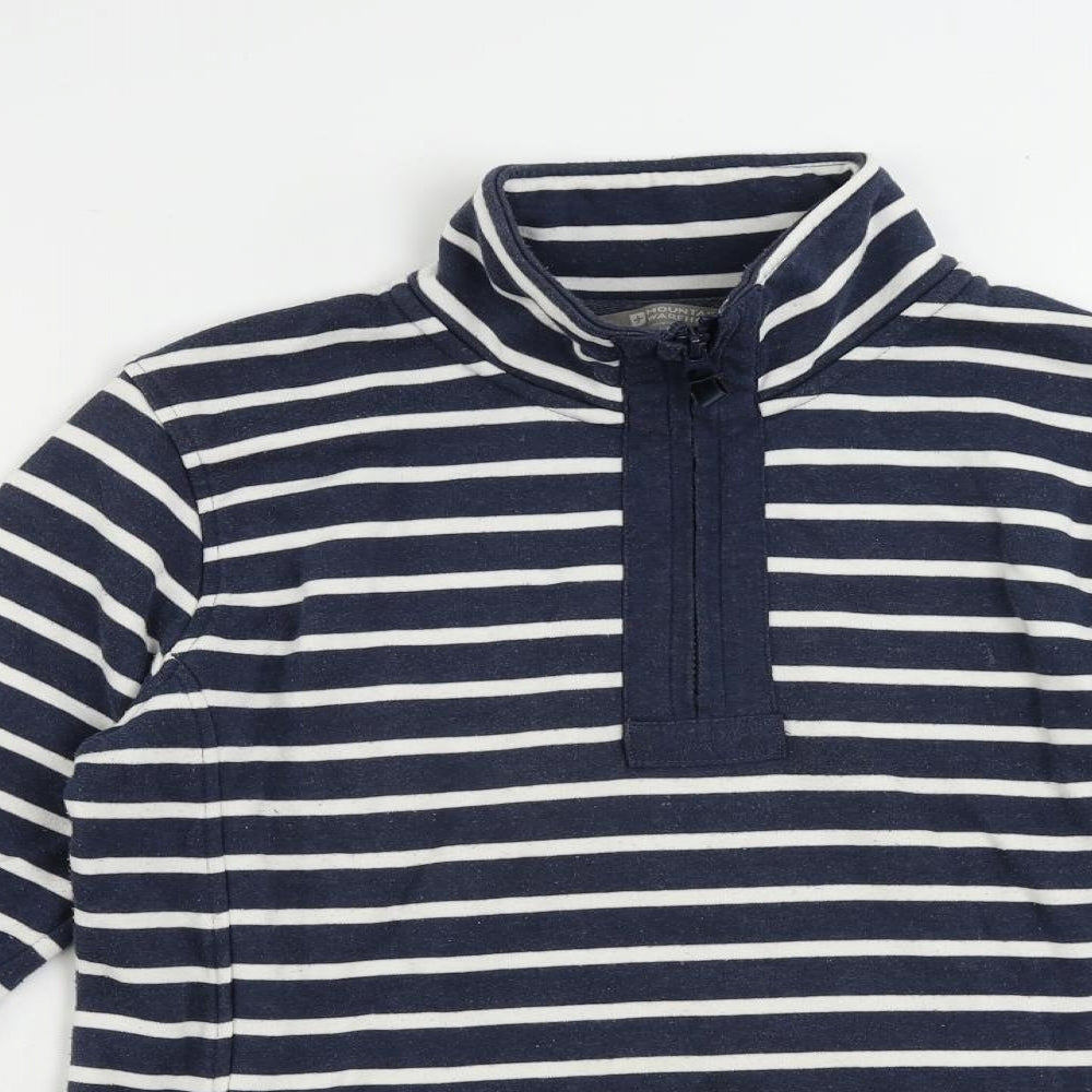 Mountain Warehouse Womens Blue Striped Cotton Pullover Sweatshirt Size 8 Zip