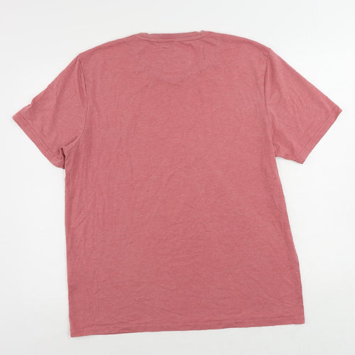 Lyle & Scott Mens Pink Polyester T-Shirt Size XL Crew Neck - Vintage Logo