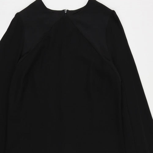NEXT Womens Black Polyester Shift Size 12 Round Neck Zip - Embellished