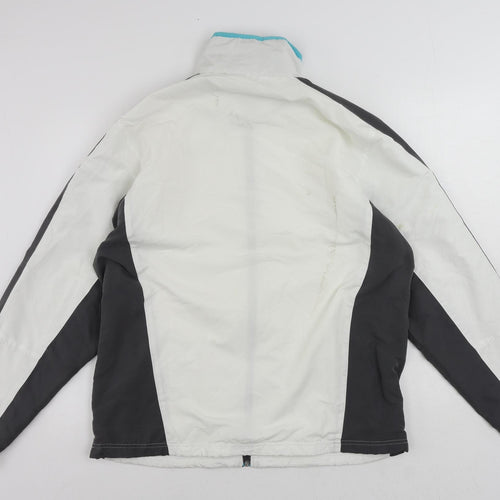 Dunlop Mens White Windbreaker Jacket Size L Zip - Vintage Logo