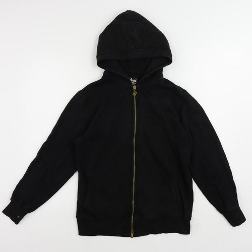 SikSilk Mens Black Cotton Full Zip Hoodie Size XS - Logo