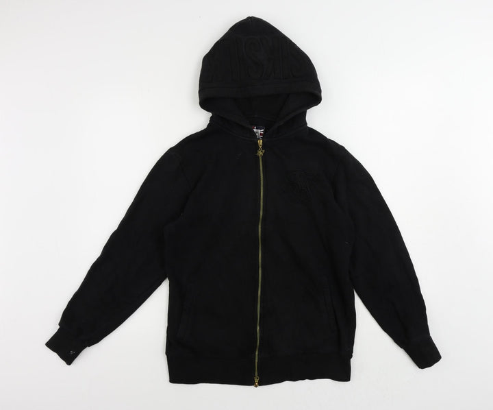 SikSilk Mens Black Cotton Full Zip Hoodie Size XS - Logo