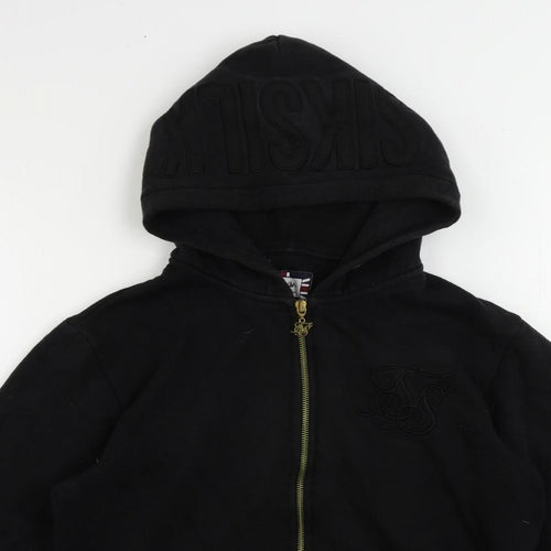 SikSilk Mens Black Cotton Full Zip Hoodie Size XS - Logo
