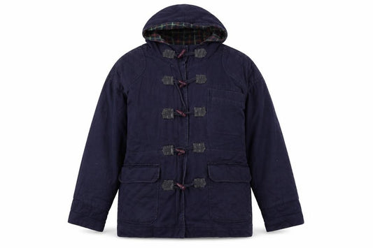 Front view of Topshop women’s blue jacket, size UK 12, zip - vintage hooded