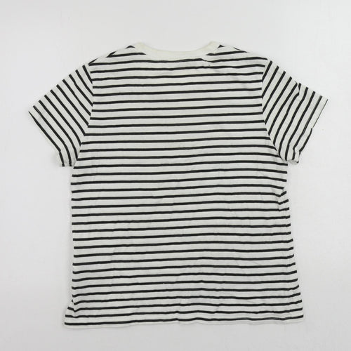Levi's Womens White Striped Cotton Basic T-Shirt Size M Crew Neck - Vintage Logo