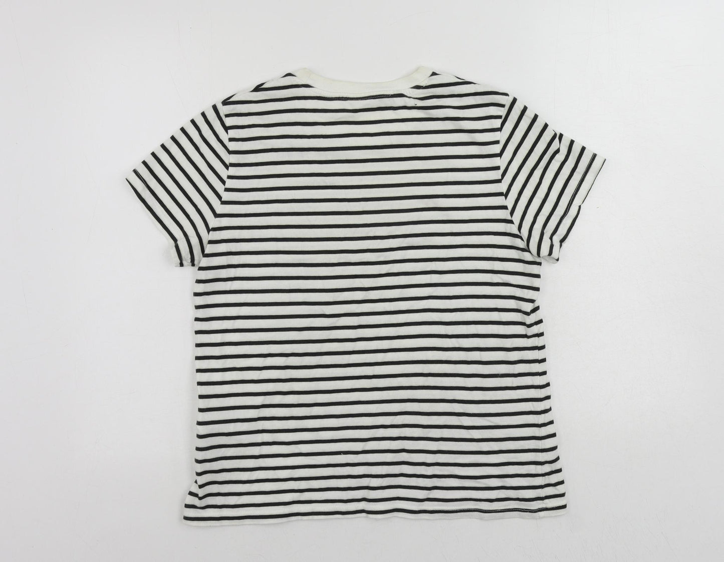 Levi's Womens White Striped Cotton Basic T-Shirt Size M Crew Neck - Vintage Logo