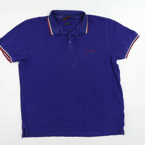 Pierre Cardin Mens Blue Cotton Polo Size XL Collared Button - Vintage Logo