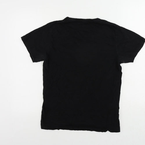 French Connection Womens Black Cotton Basic T-Shirt Size S Crew Neck - Vintage Logo