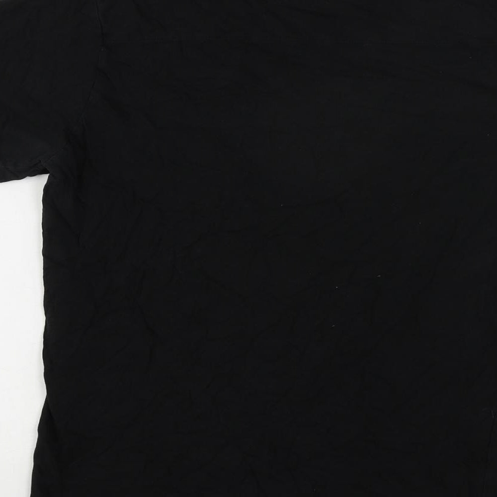 French Connection Womens Black Cotton Basic T-Shirt Size S Crew Neck - Vintage Logo