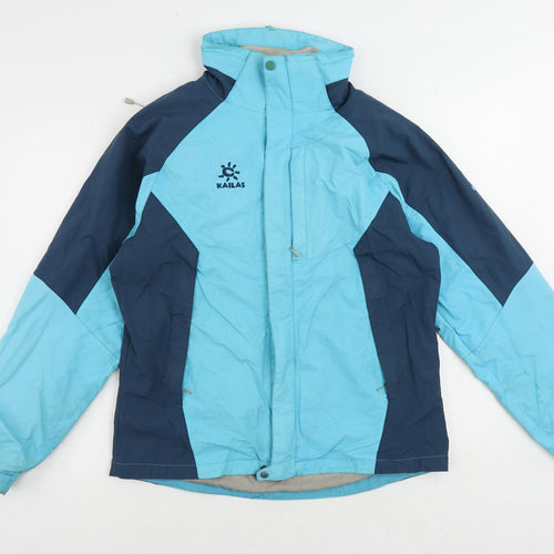 Kailas Womens Blue Windbreaker Jacket Size M Zip - Vintage Hooded Technical Waterproof