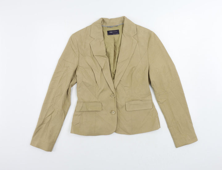 Marks and Spencer Womens Beige Jacket Blazer Size 8 Button