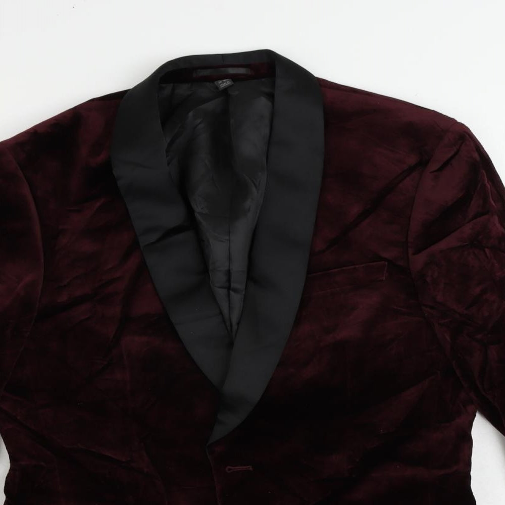 Marks and Spencer Mens Red Cotton Tuxedo Suit Jacket Size 38 Regular