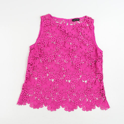 Myleene Klass Womens Pink Polyester Basic Blouse Size M Round Neck - Sheer