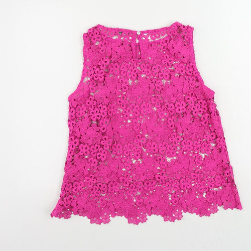 Myleene Klass Womens Pink Polyester Basic Blouse Size M Round Neck - Sheer