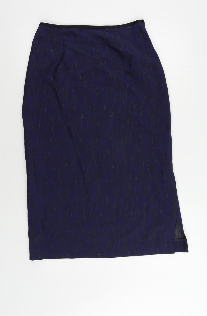 Robyn Mathiesonb Womens Blue Geometric Polyamide Straight & Pencil Skirt Size 12 Zip