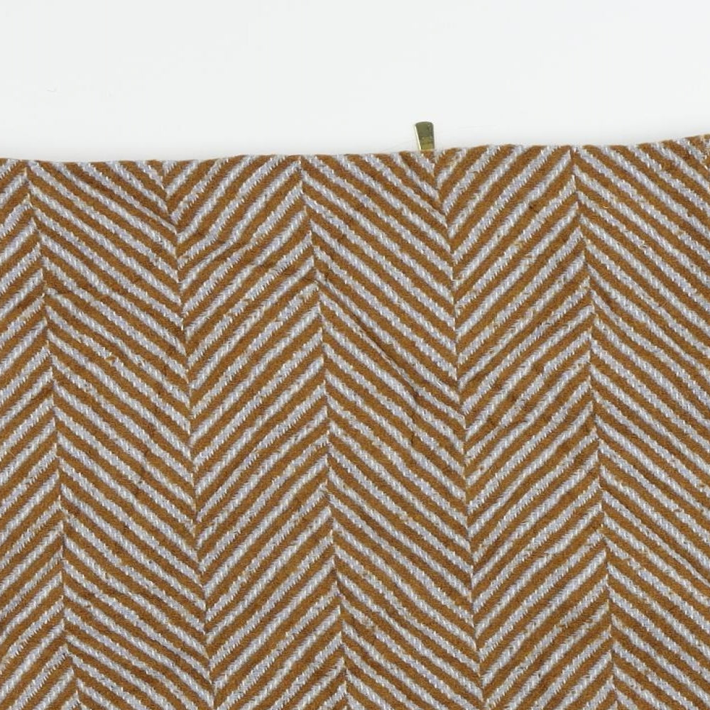 Marks and Spencer Womens Brown Striped Polyester A-Line Skirt Size 18 Zip