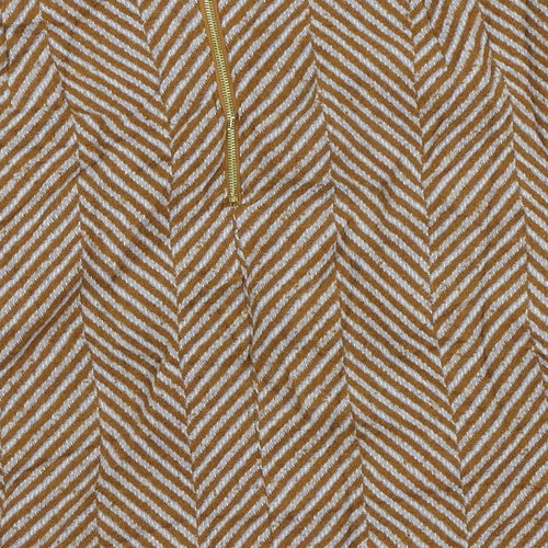 Marks and Spencer Womens Brown Striped Polyester A-Line Skirt Size 18 Zip