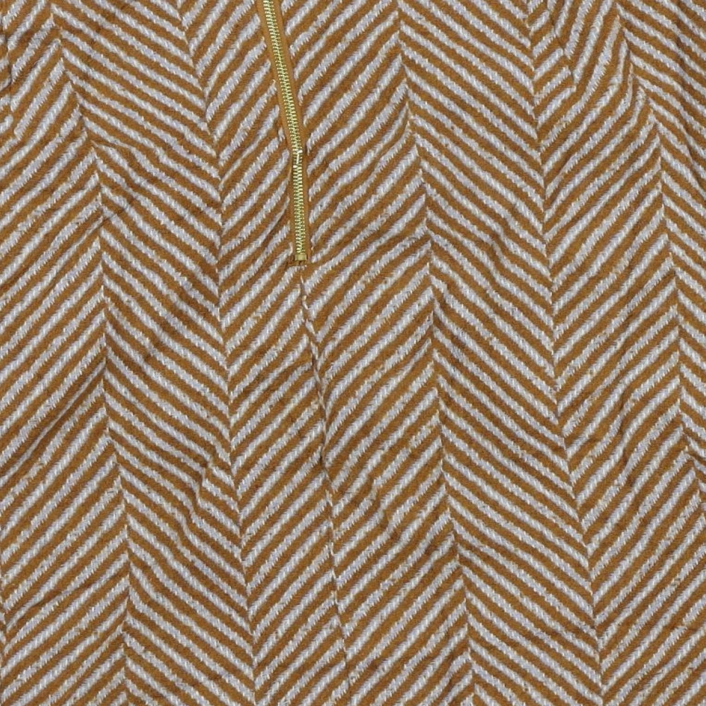 Marks and Spencer Womens Brown Striped Polyester A-Line Skirt Size 18 Zip