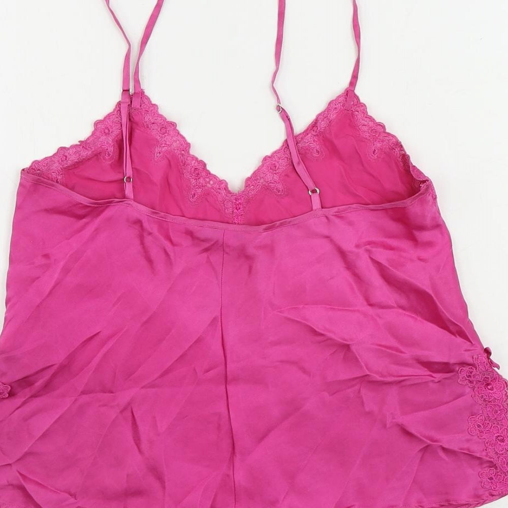 La Senza Womens Pink Silk Camisole Tank Size 10 V-Neck