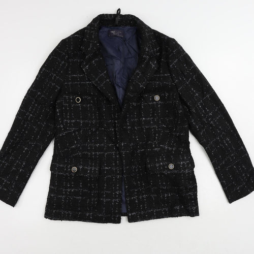 Marks and Spencer Womens Black Geometric Jacket Blazer Size 12 - Open