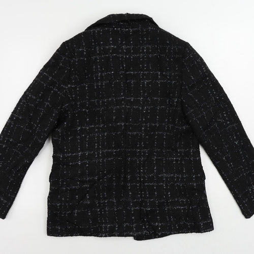 Marks and Spencer Womens Black Geometric Jacket Blazer Size 12 - Open