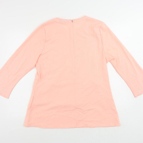 Fesyen 5 Womens Pink Polyester Tunic Blouse Size 14 Round Neck - Rhinestone