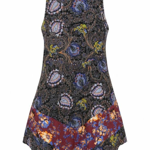 Topshop Womens Black Paisley Viscose Tank Dress Size 8 Round Neck Zip