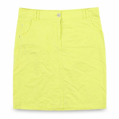 Canda Womens Yellow Cotton Straight & Pencil Skirt Size 12 Button - Pockets