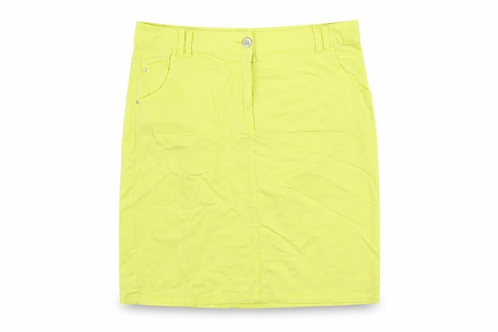 Canda Womens Yellow Cotton Straight & Pencil Skirt Size 12 Button - Pockets