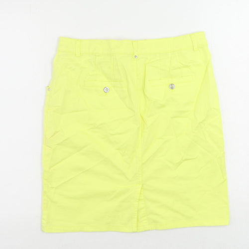 Canda Womens Yellow Cotton Straight & Pencil Skirt Size 12 Button - Pockets