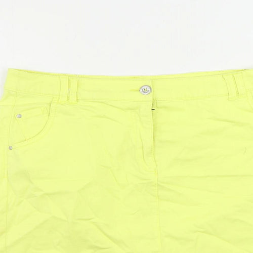 Canda Womens Yellow Cotton Straight & Pencil Skirt Size 12 Button - Pockets