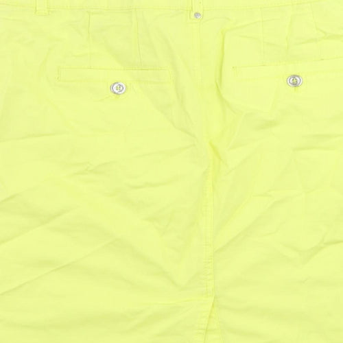 Canda Womens Yellow Cotton Straight & Pencil Skirt Size 12 Button - Pockets