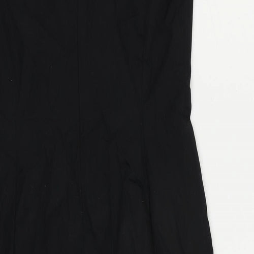 Kaliko Womens Black Cotton Pencil Dress Size 8 V-Neck Zip - Embroidered