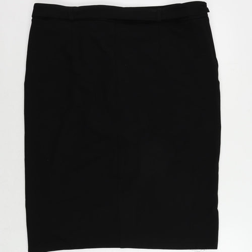 Kaleidoscope Womens Black Polyester Straight & Pencil Skirt Size 20 Zip - Belted Pearl Detail