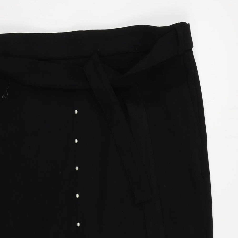 Kaleidoscope Womens Black Polyester Straight & Pencil Skirt Size 20 Zip - Belted Pearl Detail