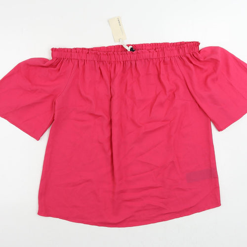 Capsule Womens Pink Polyester Basic Blouse Size 16 Off the Shoulder