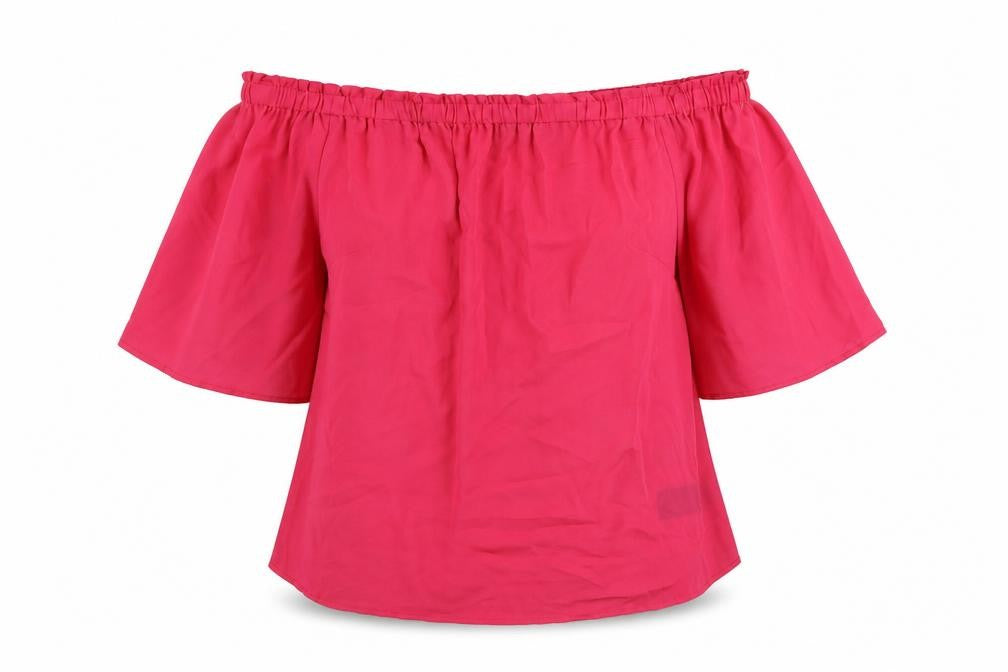 Capsule Womens Pink Polyester Basic Blouse Size 16 Off the Shoulder