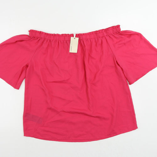 Capsule Womens Pink Polyester Basic Blouse Size 16 Off the Shoulder