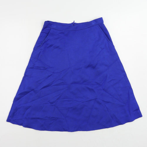 étre cécile Womens Blue Viscose A-Line Skirt Size S Zip - Pockets